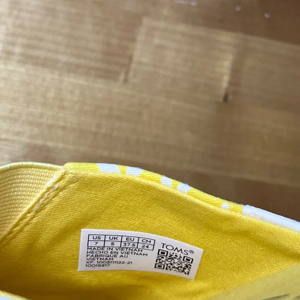 TOMS Alpargata Mallow Mule Yellow With White Daisy Print Women's Size 7 - Picture 5 of 7